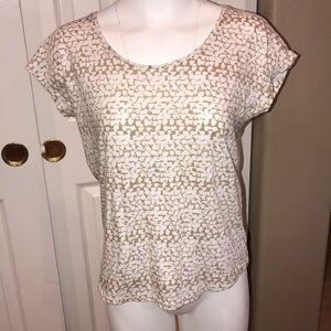 Liz Clairborne tan and white women's shirt. Size S